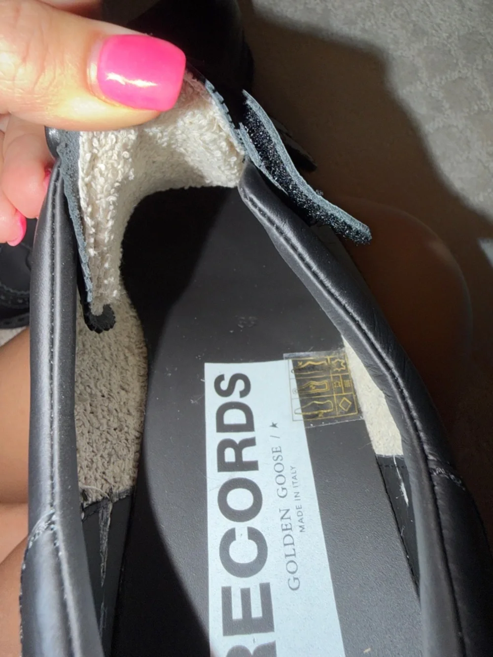 NEW Golden Goose Records Black Out Velcro Leather Sneakers Size 39 = 8.5-9 - Picture 2 of 3